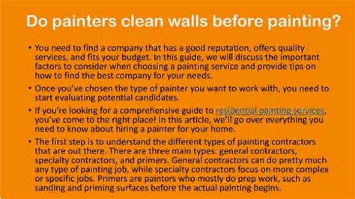 Do painters clean walls before painting?