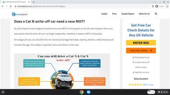 Does Cat n write-off need new mot?