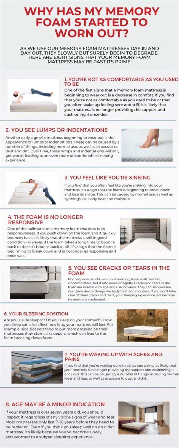 How do I know if my memory foam mattress is worn out?