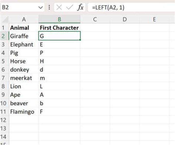 How do I select only the first few characters in Excel?