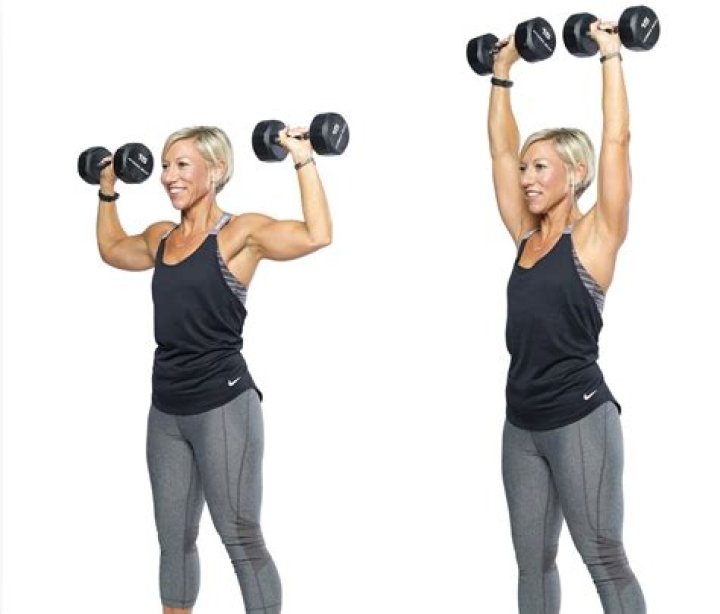How do you do a standing dumbbell press?