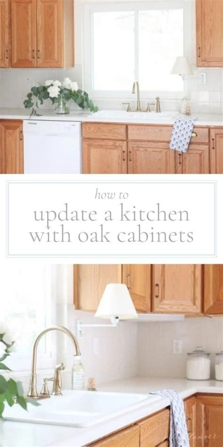 How do you modernize honey oak cabinets?