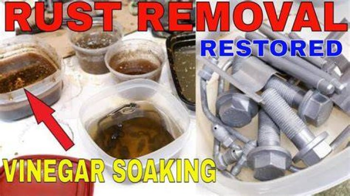 How long do I soak metal in vinegar to remove rust?