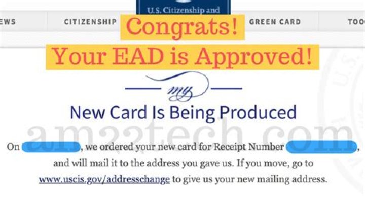 How long does it take to get EAD card in mail?