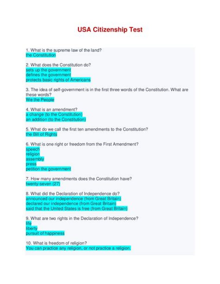 How many questions is the citizenship test 2022?