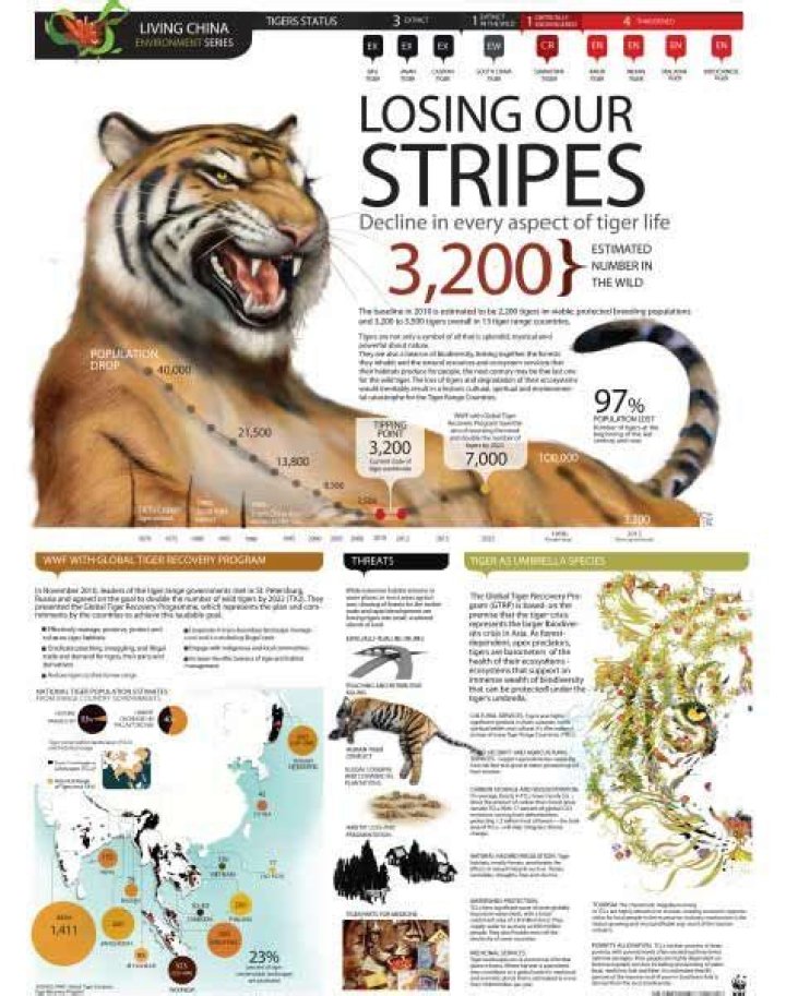 How many tigers are left in the world?