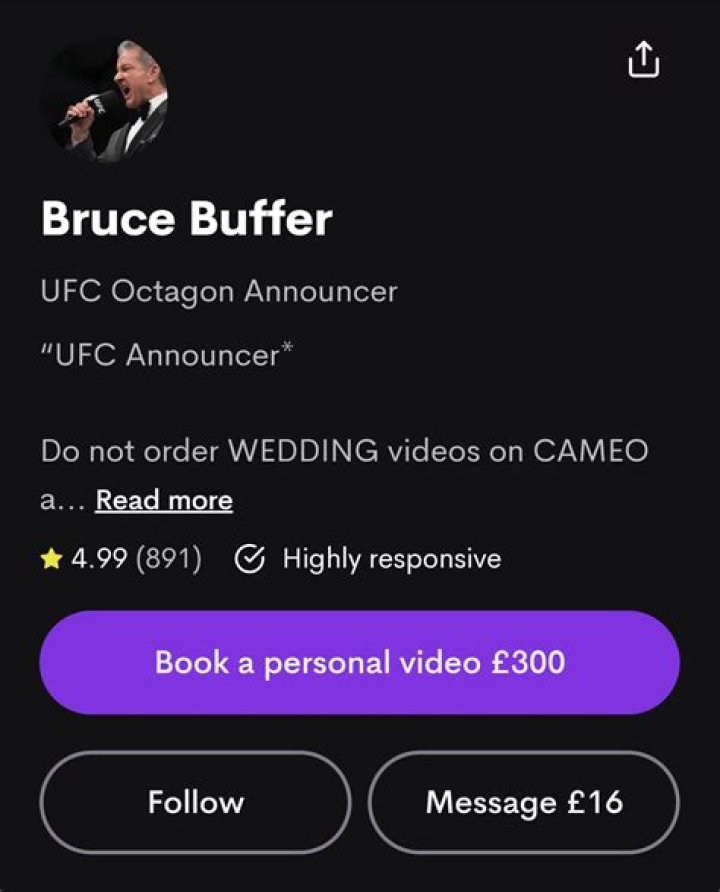 How much does Bruce Buffer get paid to announce?