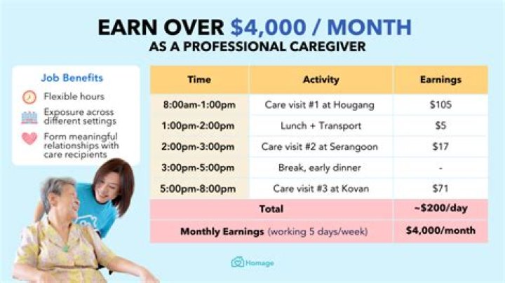 How much is a care giver paid in USA?