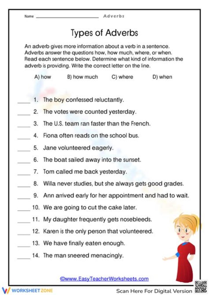 What are the 5 types of adverbs?