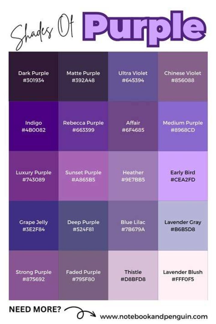 What is the color code of purple?