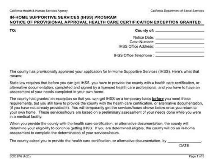 What is the process for IHSS in California?