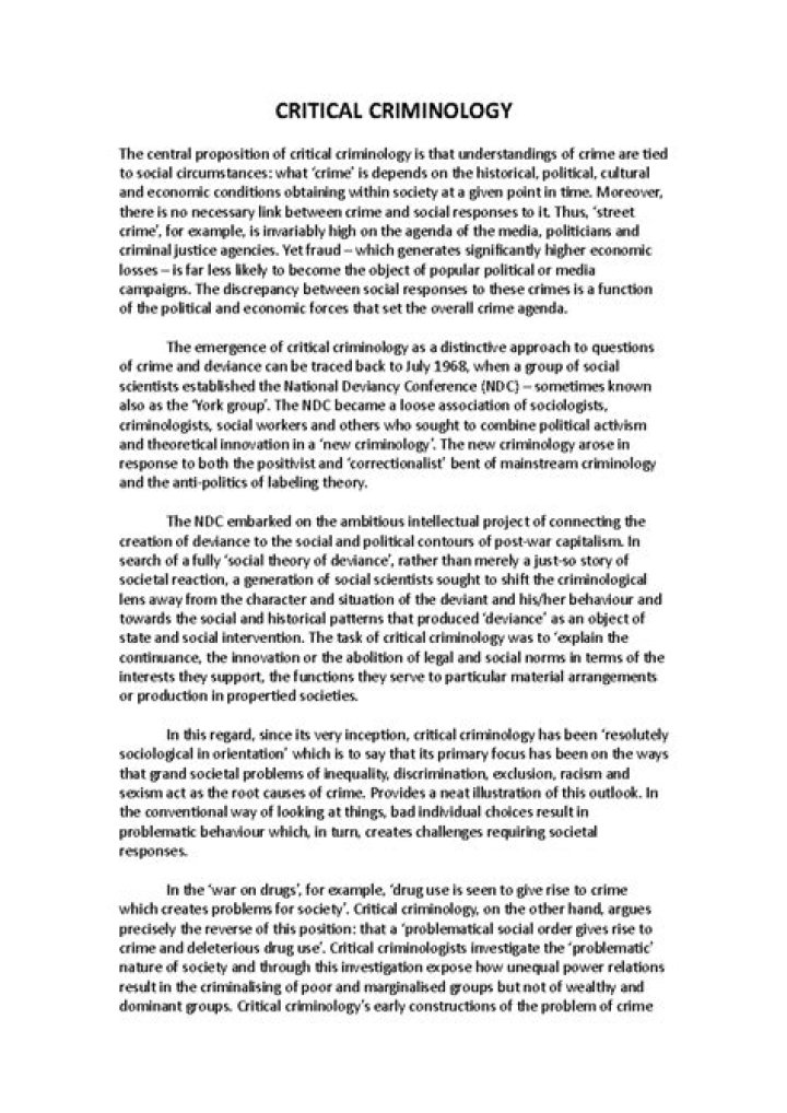 What is the purpose of critical criminology?