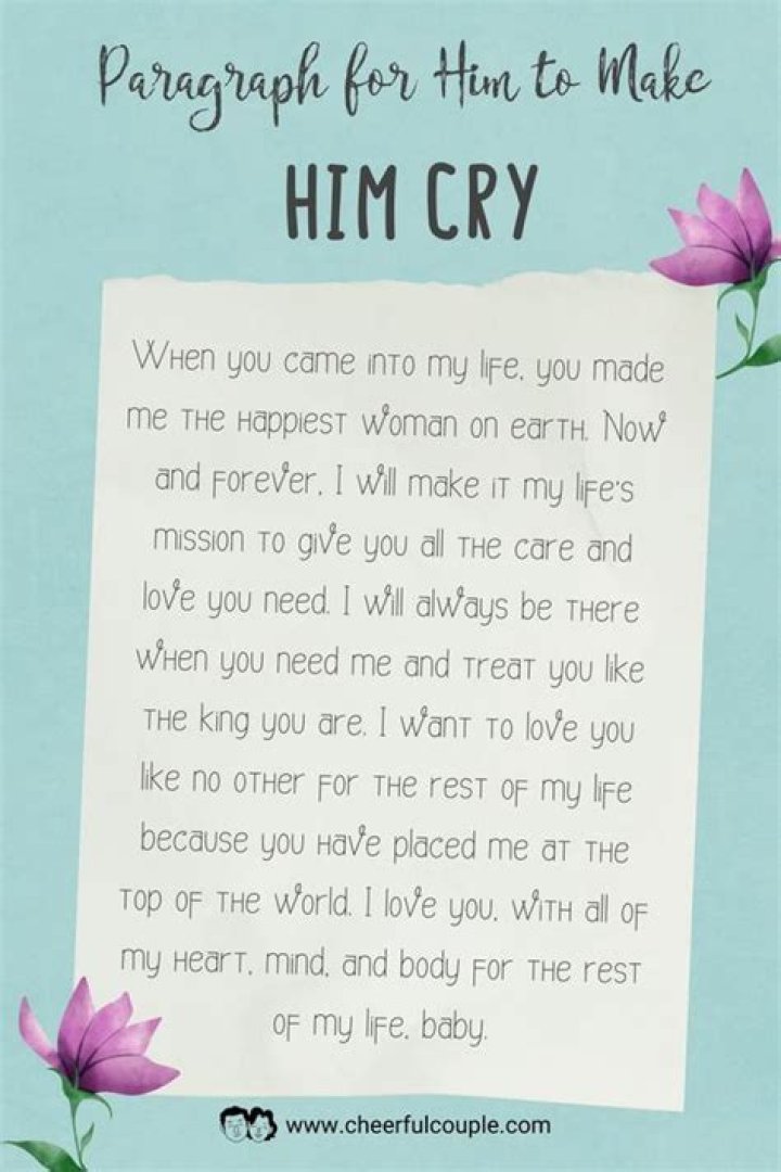 What to write to your boyfriend to make him cry?