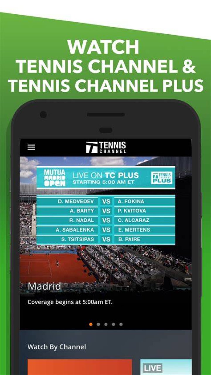 Who streams The Tennis Channel?