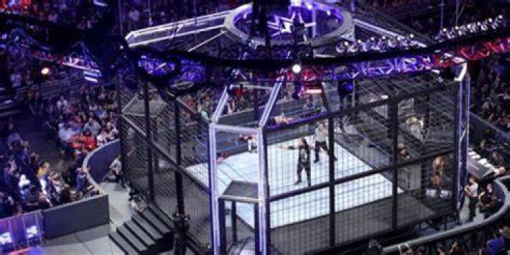 Who was in the first WWE cage match?