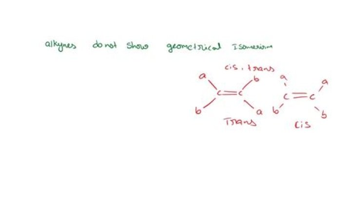 Why do alkynes not show geometrical isomerism?