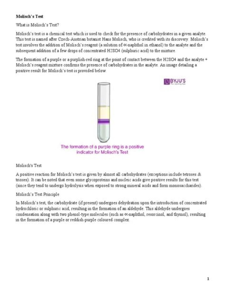Why do many proteins give a positive test with Molisch reagent what is the reaction involved in this test?